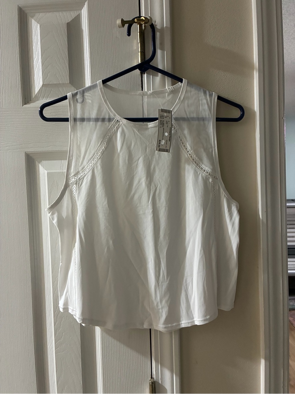 lululemon athletica White Sleeveless Tank with Lace Trim
